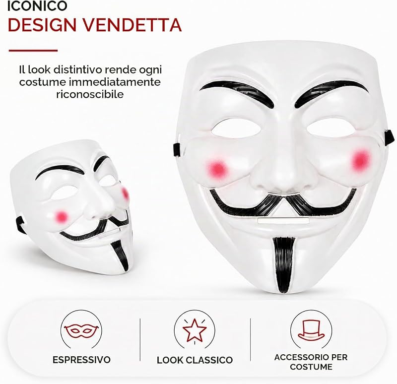 Maschera da vendetta come accessorio per costumi da donna e da uomo, da bambino e da adulto, in occasione di carnevale anonimo e in maschera — foto 6 di 8