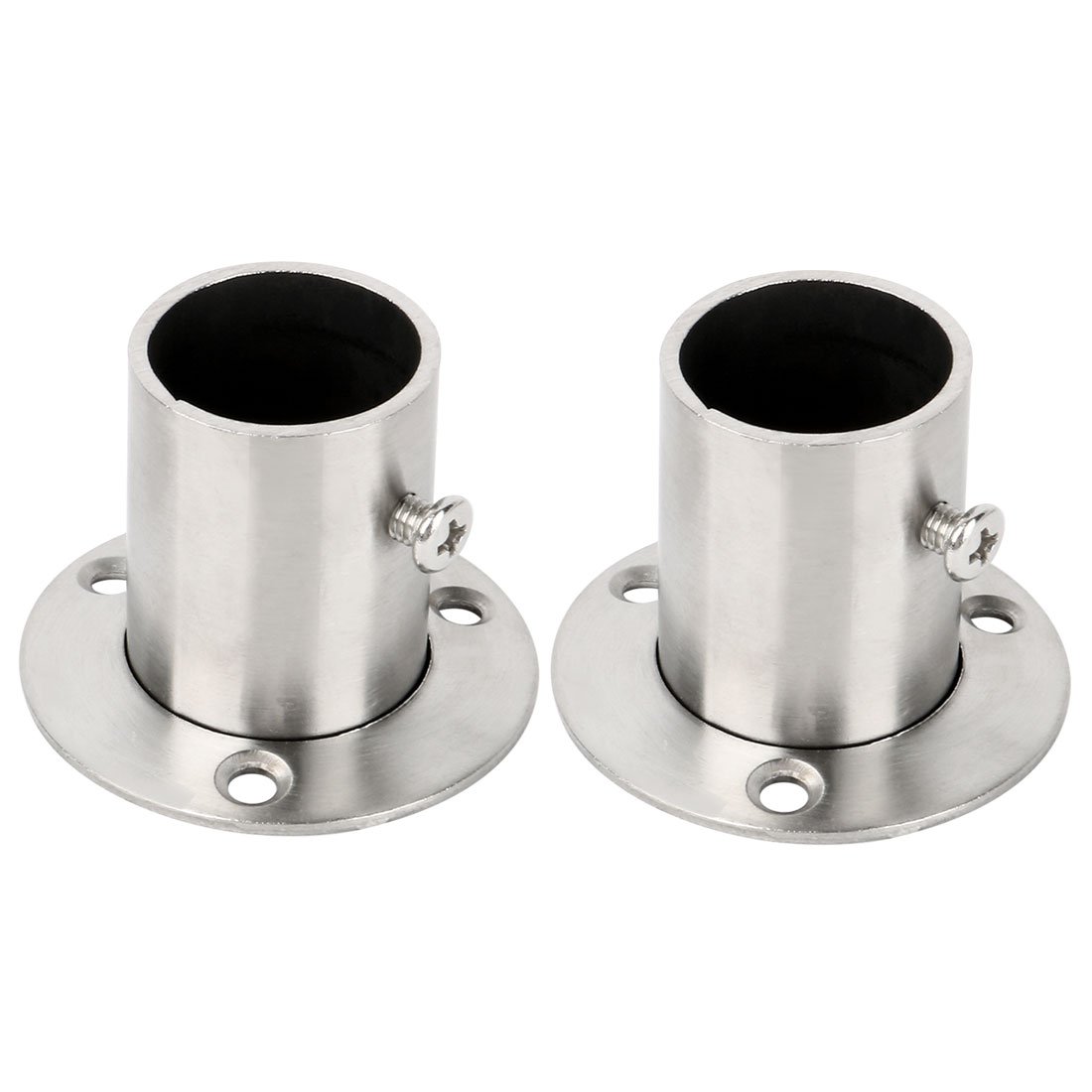 Sourcingmap Stainless Steel Cabinet Clothes Closet Rod Bracket Holder Flange Socket 25mm Dia 2 Pcs