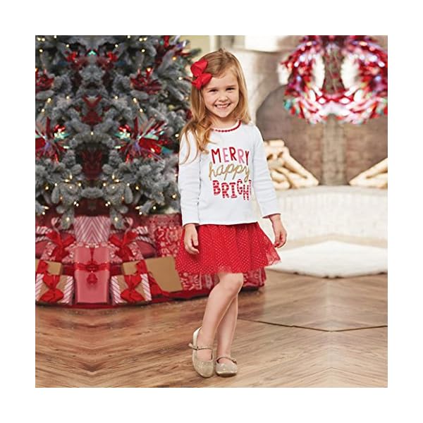 Kollmert Toddler Kid Baby Girl Letter T shirt Tops Princess Skirt Dress Christmas Set - Image 3