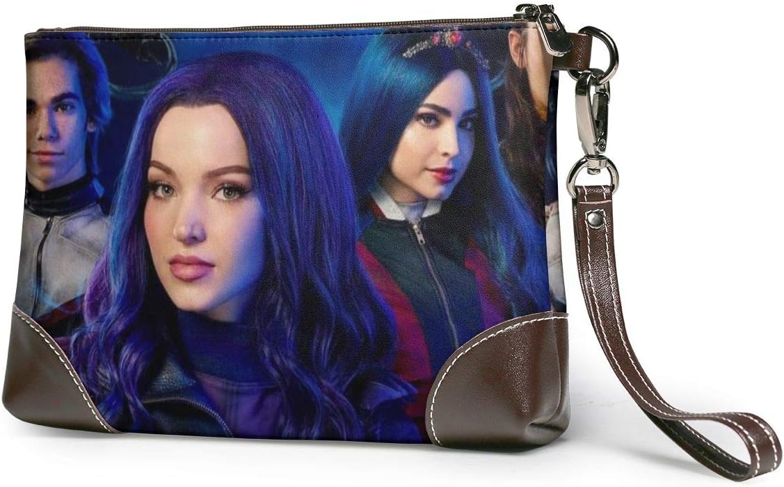 Des-Cen-dants Soft Genuine Leather Small Phone Wallets Wristlet Clutch Purse For Women Black