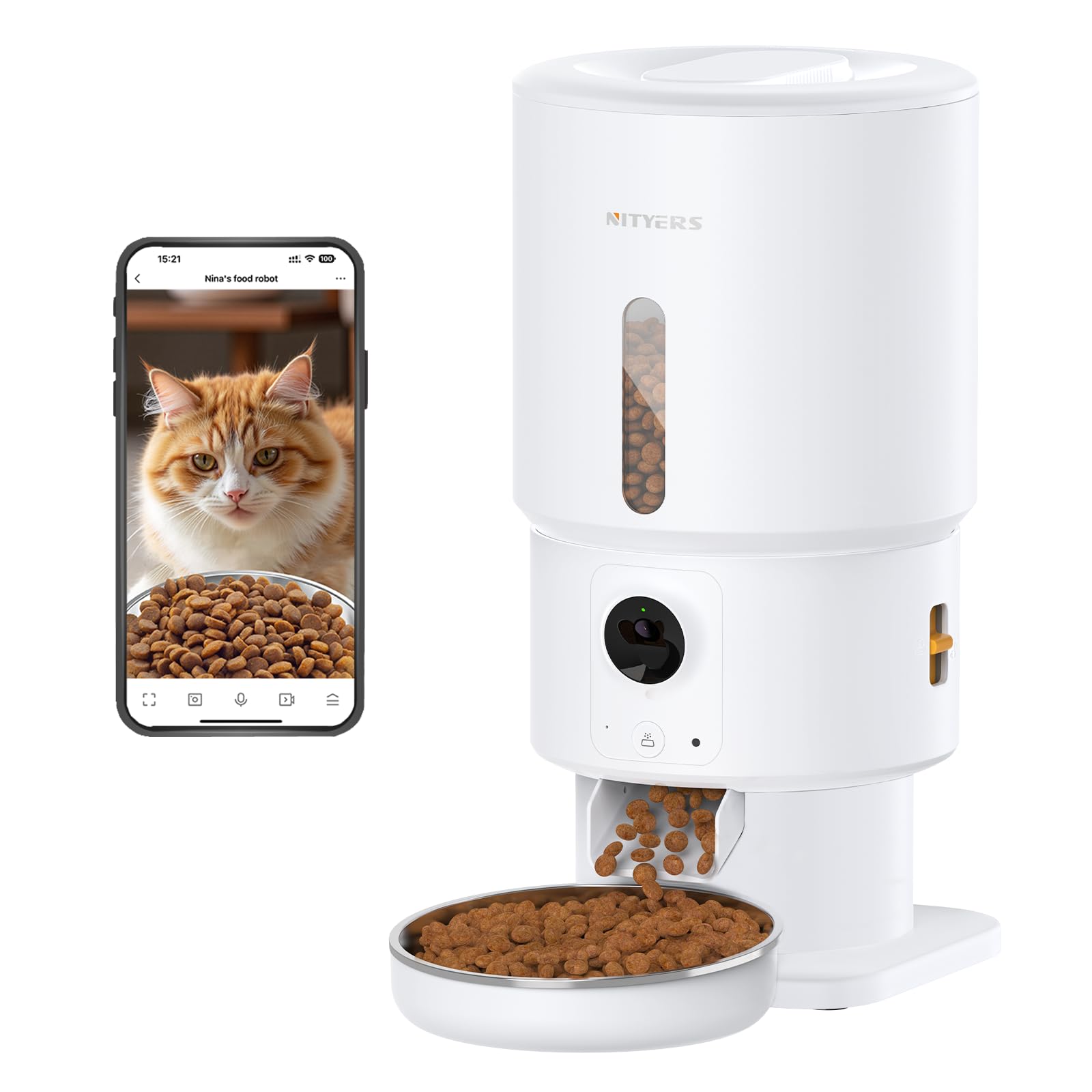 Photo 1 of Automatic Cat Feeder with Camera - 5G WiFi Timed Cat Food Dispenser, 1080P HD Video with Night Vision, 1-15 Meals, 1-99 Portions, 2-Way Audio, Keeps Dry Food Fresh, 5L Auto Pet Feeder Also for Dogs