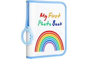 XFVEIWOO Baby Photo Book Holds 21 4x6 Photos, My First Photo Book for Baby or Toddlers,Baby Photo Album Soft Cloth Family Book, Cute Book Gift for Babies Shower Newborns Family Photos (Blue)