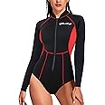 CtriLady Women Neoprene Wetsuit, Shorty Wetsuit for Women, 1.5mm Long Sleeve Diving Suits with Front Zipper UV Protection for Swimming Diving Snorkeling
