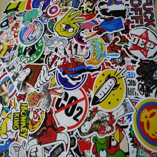 VOLJEE Laptop Vinyl Stickers for Car Motorcycle and Bike 100pcs Mixed Carton Skateboard Sticker Luggage Decals Graffiti Patches Skateboard Wall Decals (A)