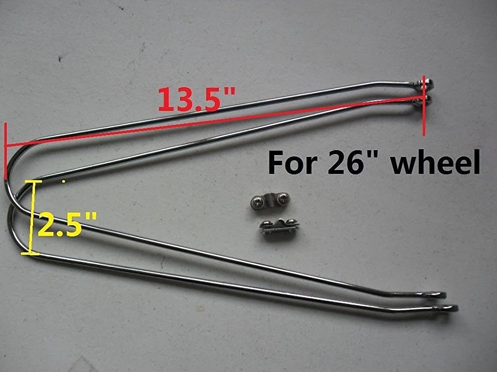 Bike 26" fender clamp + bracket pair chrome
