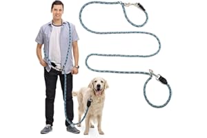 pawstrip Hands Free Dog Leash Multifunctional Dog Running Leash Reflective Waist Leash for Dog Walking Adjustable Crossbody Dog Training Leash Nylon Double Leashes for Small Medium Large Dogs