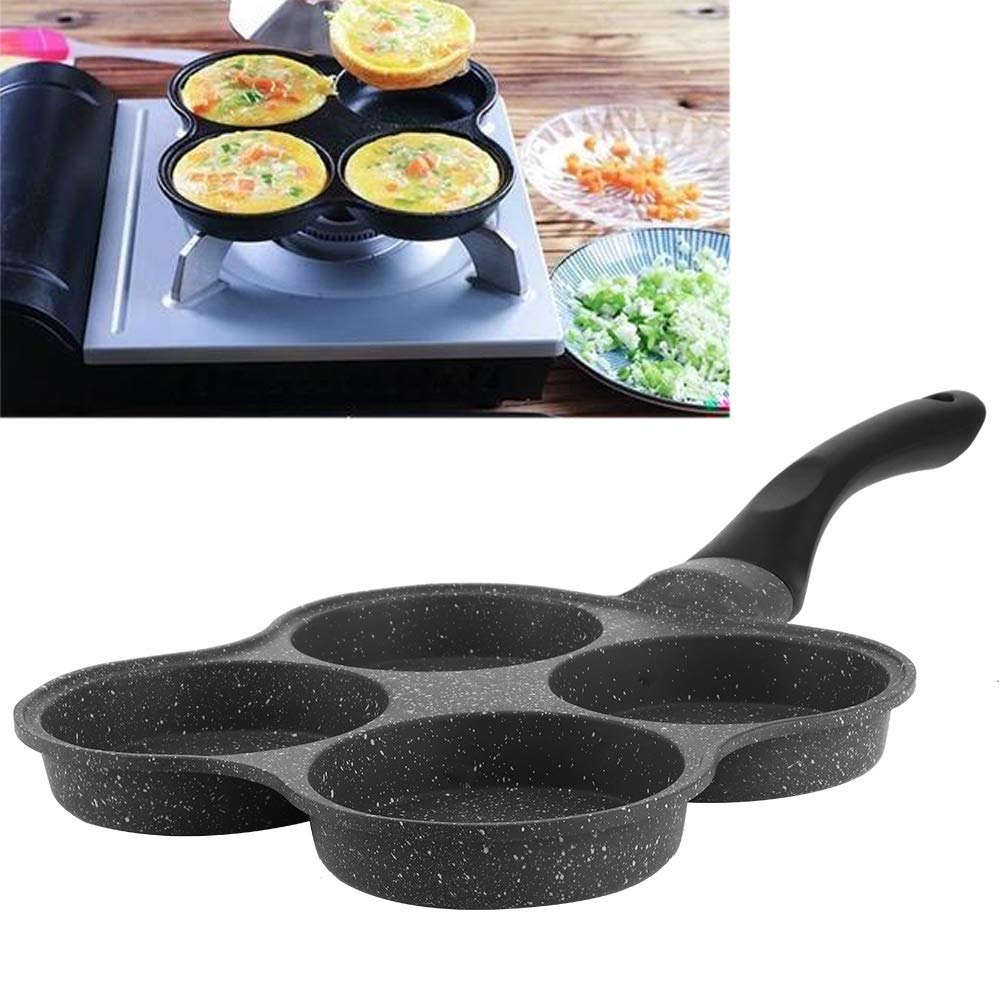 Semiter Anti?scalding 4?Hole Breakfast Maker, Eggs Pot Pancake Pan, Aluminum for Home Pancake Pan
