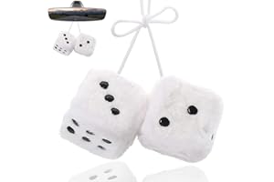 Persiiious 3in Fuzzy Plush Dice, Mirror Fuzzy Dices, Fluffy Dice Hanging, Retro Square Plush Hanging, for Car Interior Decora