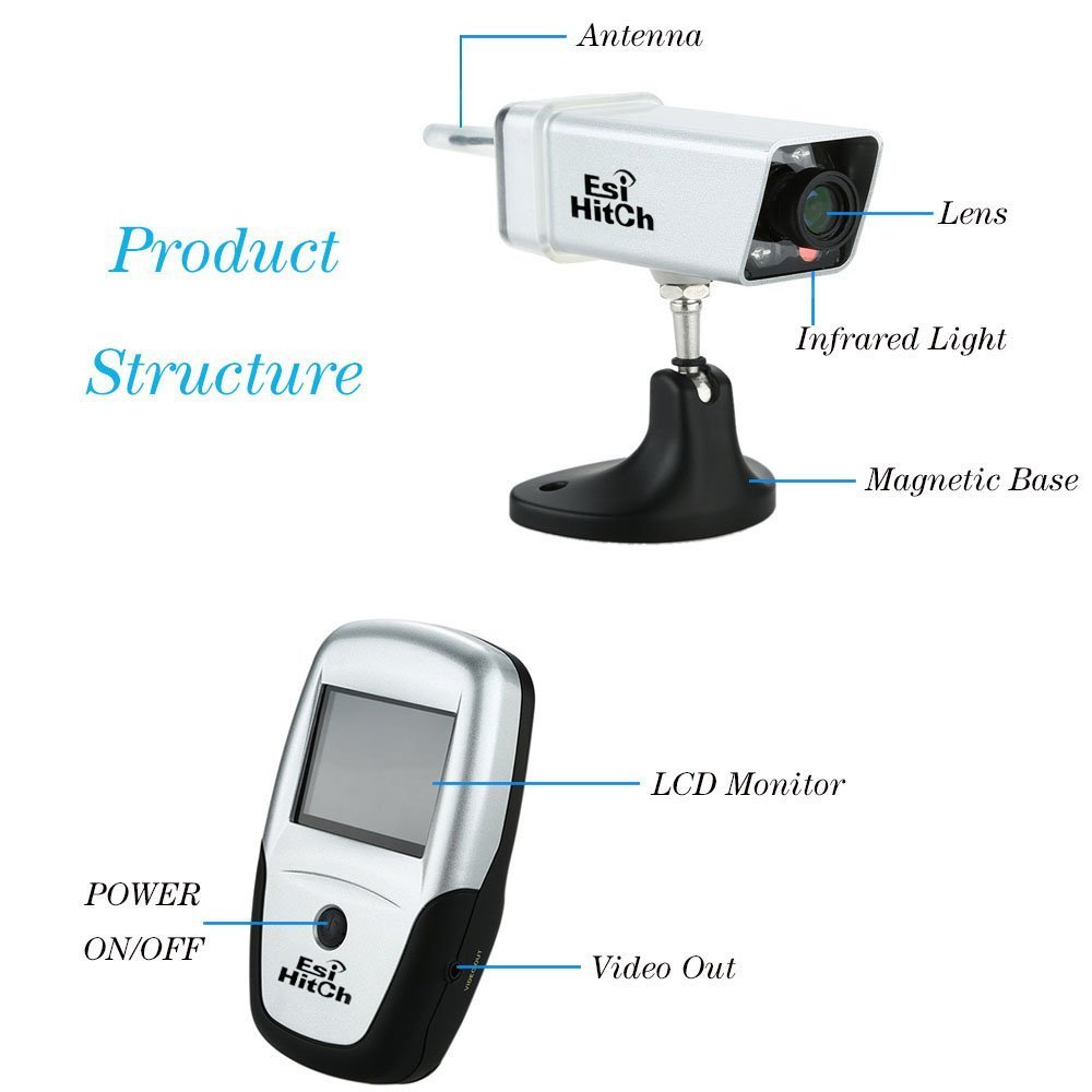 Reversing Camera Wireless Vehicle Backup Camera with Battery Water Proof IR Night Digital Interference Free for Caravan Trailer Hitch with 2.5\