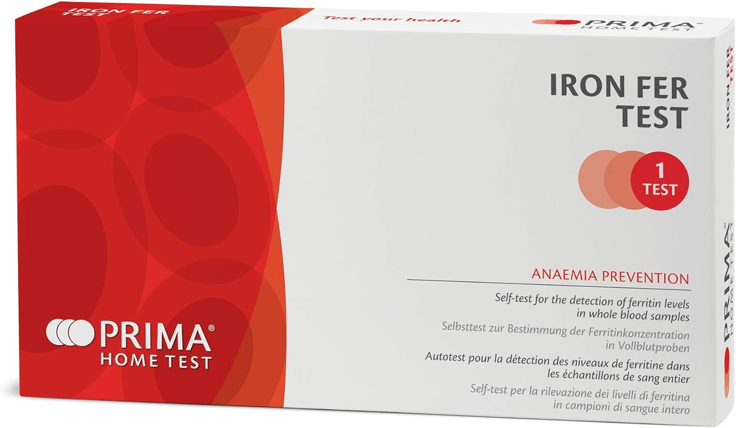 PRIMA Home Test Iron FER Test Ferritin and Iron Deficiency Anaemia
