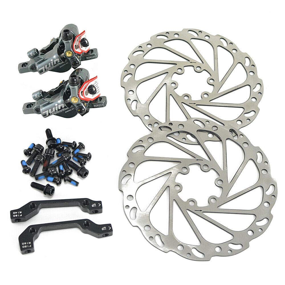 Juin Tech R1 Hydraulic Road CX Disc Brake set 160mm with Rotor, Front and Rear, Gray, JT1905
