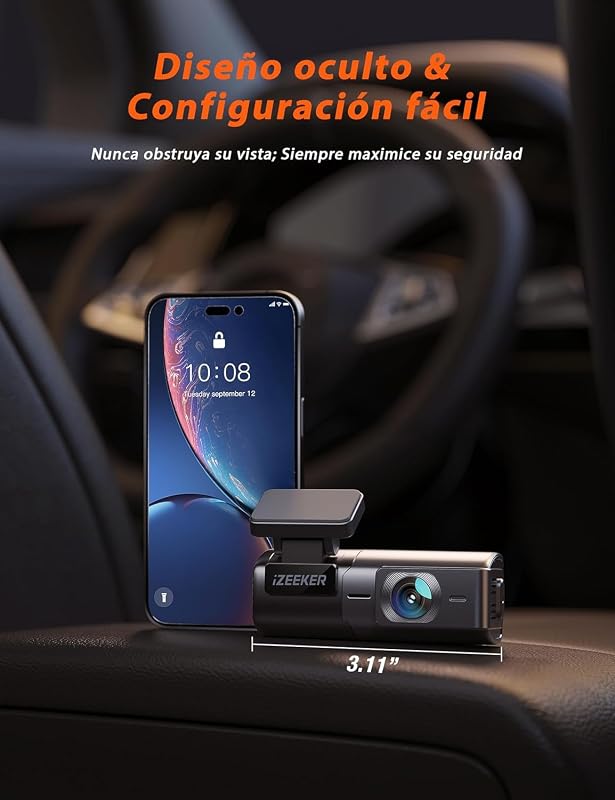 Izeeker 2.5k dashcam wifi dash camera para carros, mini car camera 1440p front dashcam com aplicativo, cartão de 32 gb grátis, visão noturna, wdr, g-sensor, gravação de loop, suporta modo de estacionamento 24h