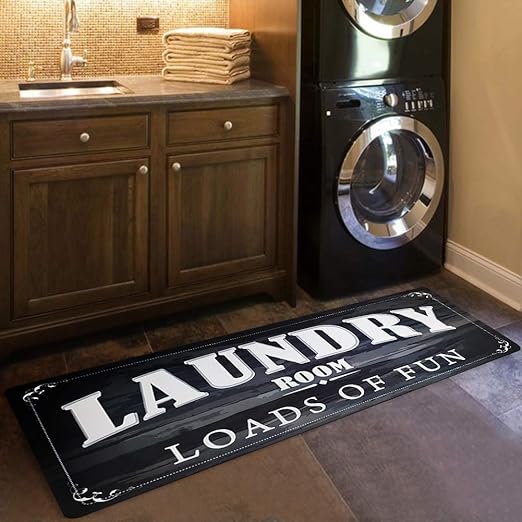 USTIDE Vintage Laundry Room Mat Waterproof Kitchen Mat Non Skid Kitchen