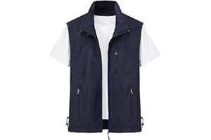Gihuo Men's Lightweight Softshell Sleeveless Golf Vest with Zipper Pockets for Travel Hiking Fishing Safari Outwear