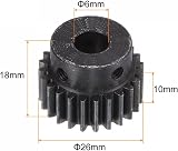sourcing map Mod 1 24T Pinion Gear 6mm Bore Hardened Steel Spur Gear for RC Car view 2