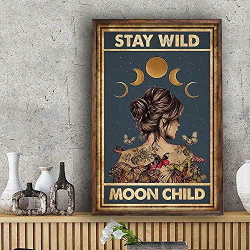 BCTS Tattoo Girl Stay Wild Moon Child Tattooist Poster Gift For Girls 1136I Wall Art Decor Metal Sign Poster 8x12 inches