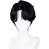 LABEAUTÉ Black Short Cosplay Wig for Men, Male Anime Style Wig Heat Resistant Synthetic Fiber for Cosplay Synthetic Hair Halloween Costume Party Hair