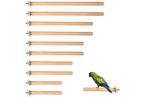7-Piece Natural Wooden Bird Perch Set for Cages, Includes 5 Sizes (3.94" to 11.8"), Non-Toxic, Safe for Small Birds, Easy Ins