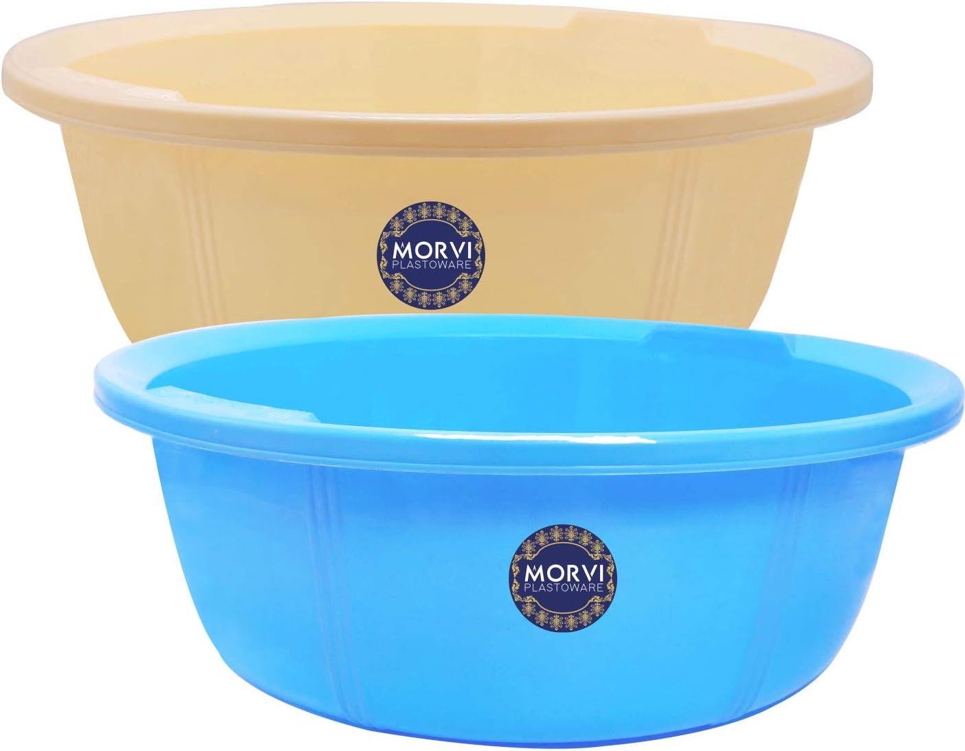 Morvi Wonder Plastic Tub 20 Heavy Quality Tub Set, 2 pc Tub 16 LTR, Yellow Blue Color, Made in