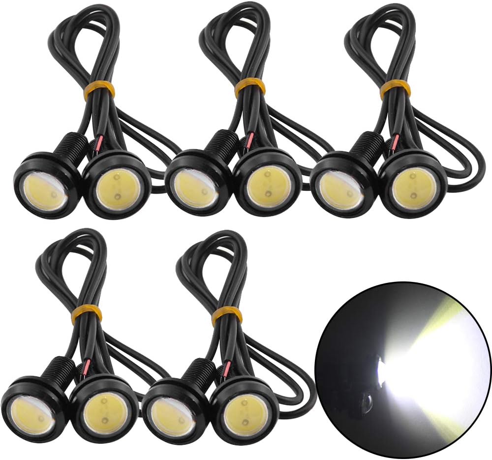 10Pcs 23mm Eagle Eye Led Bulb White, High Power 9W 12V Waterproof Car Motorcycle Daytime Running Light Turn Signal Light DRL Fog Backup Tail Parking Marker Light