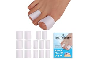 PNRSKTER Toe Sleeves, Toe Protectors, (14pcs) Silicone Toe Sleeves Open Toe Tubes for Blisters, Corns, Calluses, Hammer Toes, Rubbing, and Ingrown Toenails (3 Pairs Large + 4 Pairs Medium)