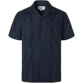 VATPAVE Mens Embroidered Cuban Guayabera Shirts Casual Button Down Short Sleeve Beach Shirts