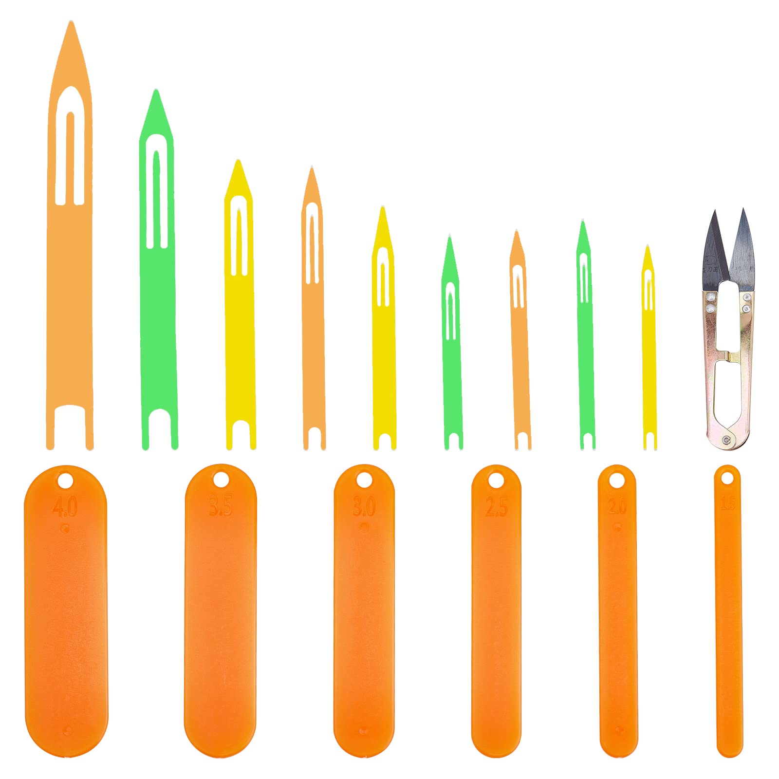 SUPERFINDINGS 16Pcs Fishing Netting Needle Repair Kits Including 1pc Sharp Steel Scissor 9 Sizes Plastic Fishing Net Shuttle（Random Color ）and 6 Sizes Plastic Mending Fishing Net Tools