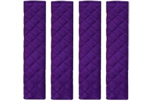 MIRKOO Car Seat Belt Cover Pad, 4-Pack Soft Car Safety Seat Belt Strap Shoulder Pad for Adults and Children, Suitable for Car Seat Belt, Backpack, Shoulder Bag, Laptop Computer Bag(4-Purple)