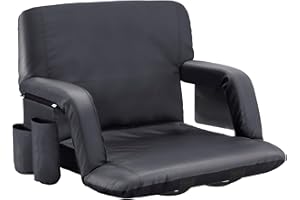 Sportneer Stadium Seat for Bleachers with Back Support, Bleacher Seat with Backrest and Wide Padded Cushion Stadium Chair with Armrests 6 Reclining Positions for Sport Events Camping Parks Concerts