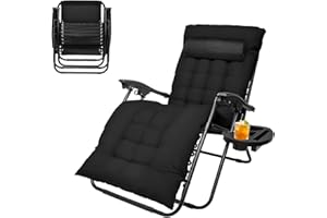 SZHLUX Oversized Zero Gravity Chair,29In XL Lounge Chair w/Removable Cushion&Headrest, Reclining Camping Chair
