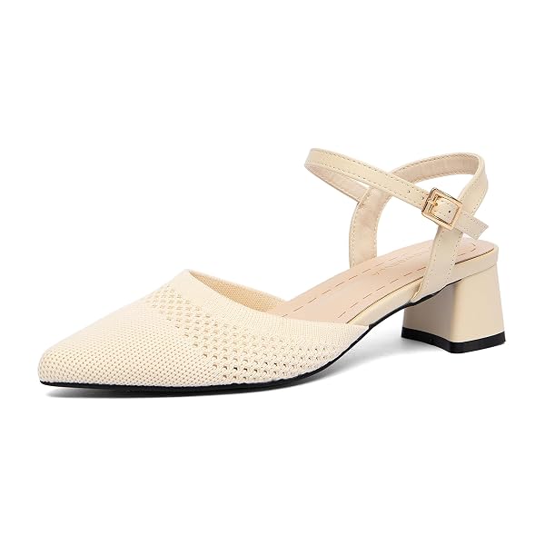 NEWBELLA WOMEN’S KNIT POINTED TOE CHUNKY HEEL SANDALS...