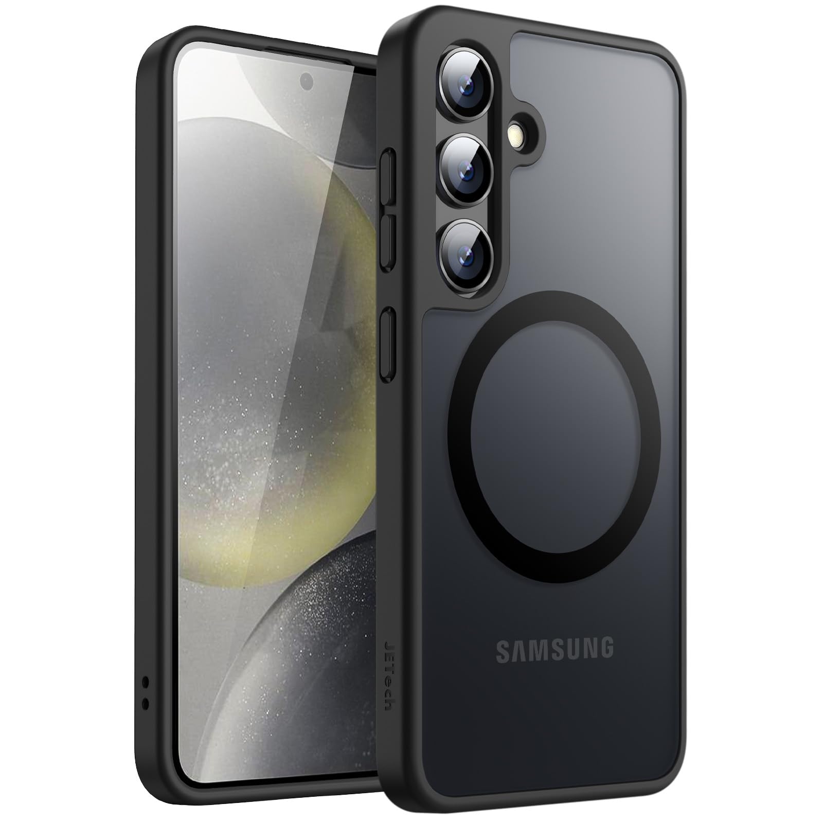 Photo 1 of JETech Magnetic Case for Samsung Galaxy S24 5G, Compatible with MagSafe, Translucent Matte Back Shockproof Phone Cover (Black)