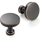 ASKANO Round Oil Rubbed Bronze Cabinet Knobs 1-1/4 Inch 10 Pack K2302 | Solid, Smooth Edge, Single Hole Cabinet Pulls, Brushed Bronze Kitchen Handles for Drawer Dresser Bathroom Vanity Cupboard