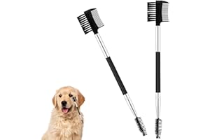 NQEUEPN 2pcs Double-Headed Dog Eye Comb, Soft Bristles Dog Eye Cleaning Brush Dog Eye Booger Tear Stain Remover for Cat Pet Grooming Tools