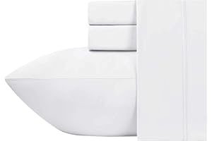 ARlinen Cotton Sheets Set White Solid Extra Long-Staple Cotton 400 Thread Count Bedsheets, King Sheet Set, Fits Mattress 16'' Deep Pocket Soft & Sateen Weave 4 Piece Sheets and Pillowcases