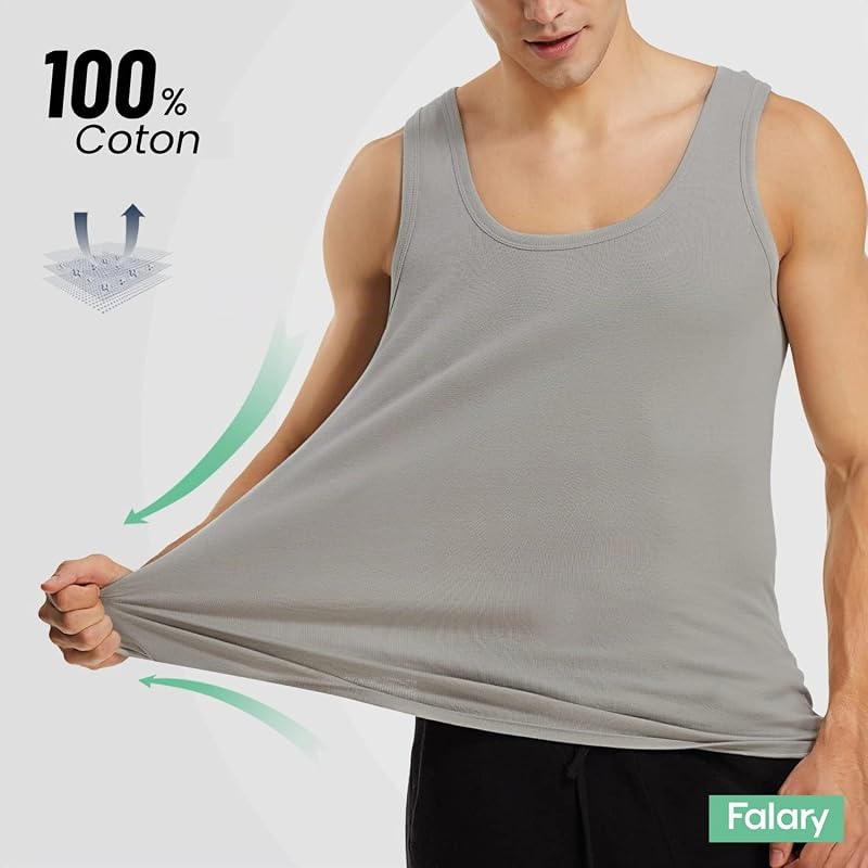 Débardeur Homme Lot de 5 Maillot de Corps 100% Coton Toutes Les Tailles et Les Couleurs Noir Bleu Gris S