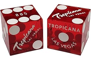 CYBER-DEALS Wide Selection of 19mm Craps Dice - Authentic Las Vegas Casino Table-Played (Tropicana (Red Polished))