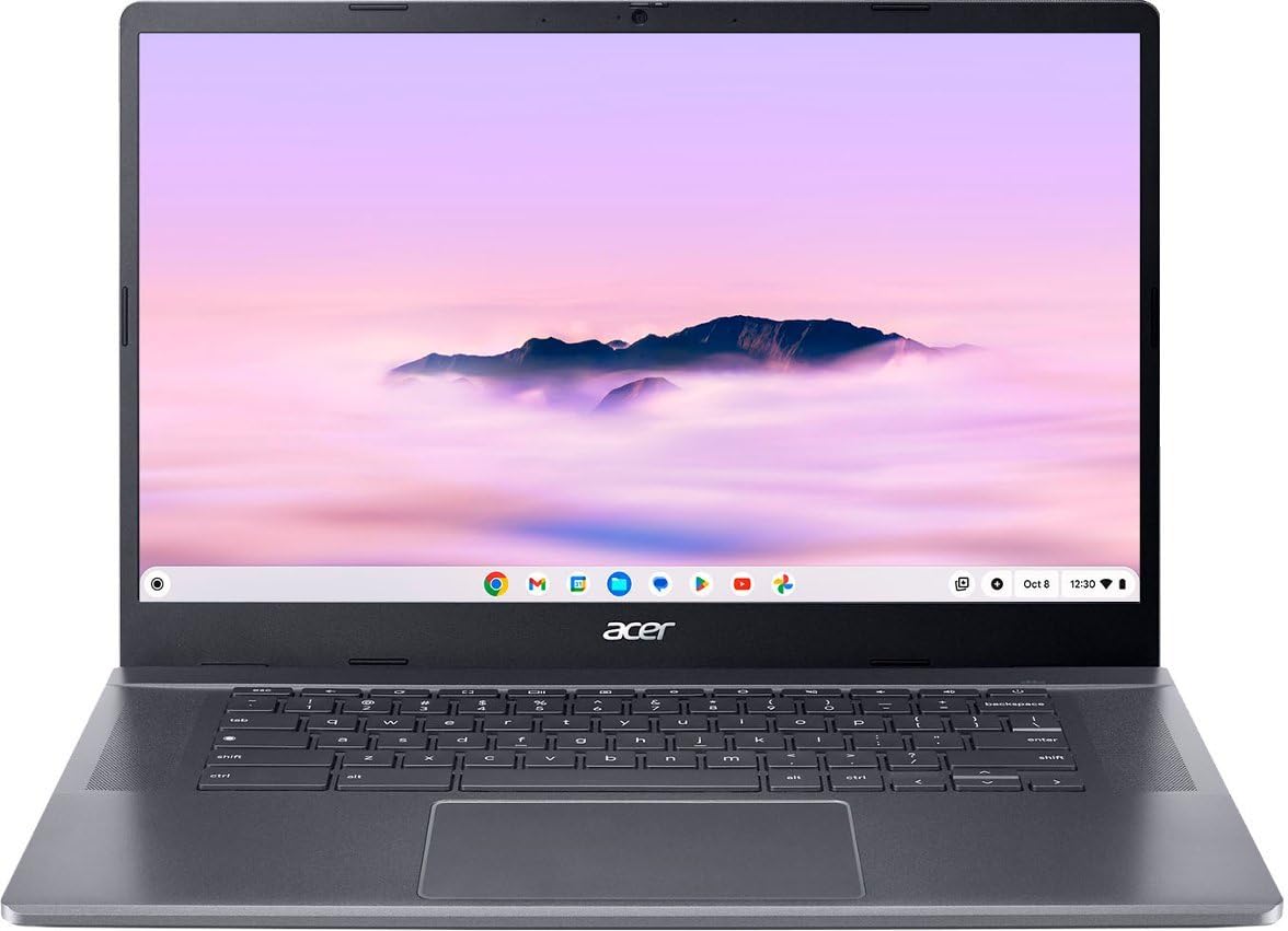 acer - Chromebook Plus 515 - Laptop Full HD de 15.6 - Intel Core i3-1215U con 8GB LPDDR5X - 256GB UFS - Gris acero