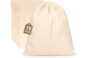 Hopttreely Cotton Storage Bags with Drawstrings