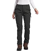 LINLANG EN Women's Polar Fleece Lined Waterproof Hiking Pants Insulated Softshell Warm Outdoor Winter Snow Ski Pants