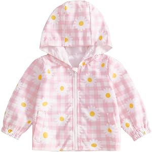 Emmababy Toddler Baby Girl Windbreaker Jacket Zip Up Hoodie Long Sleeve Sweatshirt Infant Spring Clothes Fall Winter Coats