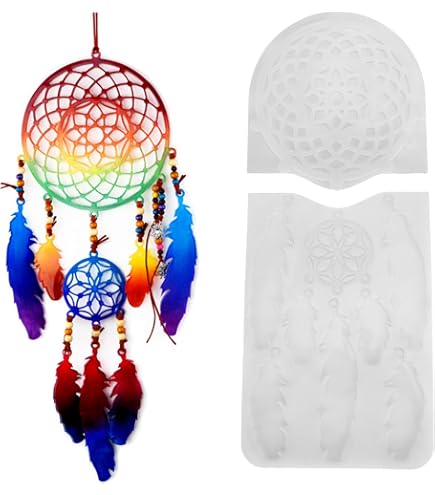 103 Pcs DIY Resin Molds Kit - Dream Catcher, Feather, Retro Hollow Shapes, Includes Earring Hooks & Keychains