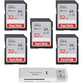 SanDisk 32GB Ultra SDHC 120MB/s SDSDUN4-032G (5 Pack) SD Card Bundle | with (1) GoRAM USB 3.0 Reader &ndash; U1, C10, Full HD, Camera Card