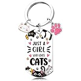 Luvsweets Cat Gifts for Women Girls - Black Cat Keychain Birthday Christmas Gifts for Animal Lover Just A Girl Who Loves Cats Keyring for Her Female Teen Daughter Sister Friend Pet Owner Mom