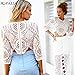 Soly Tech ROPALIA Sexy Women Lace Hollow Crop Tops Long Sleeve Blouse Shirts Zipper
