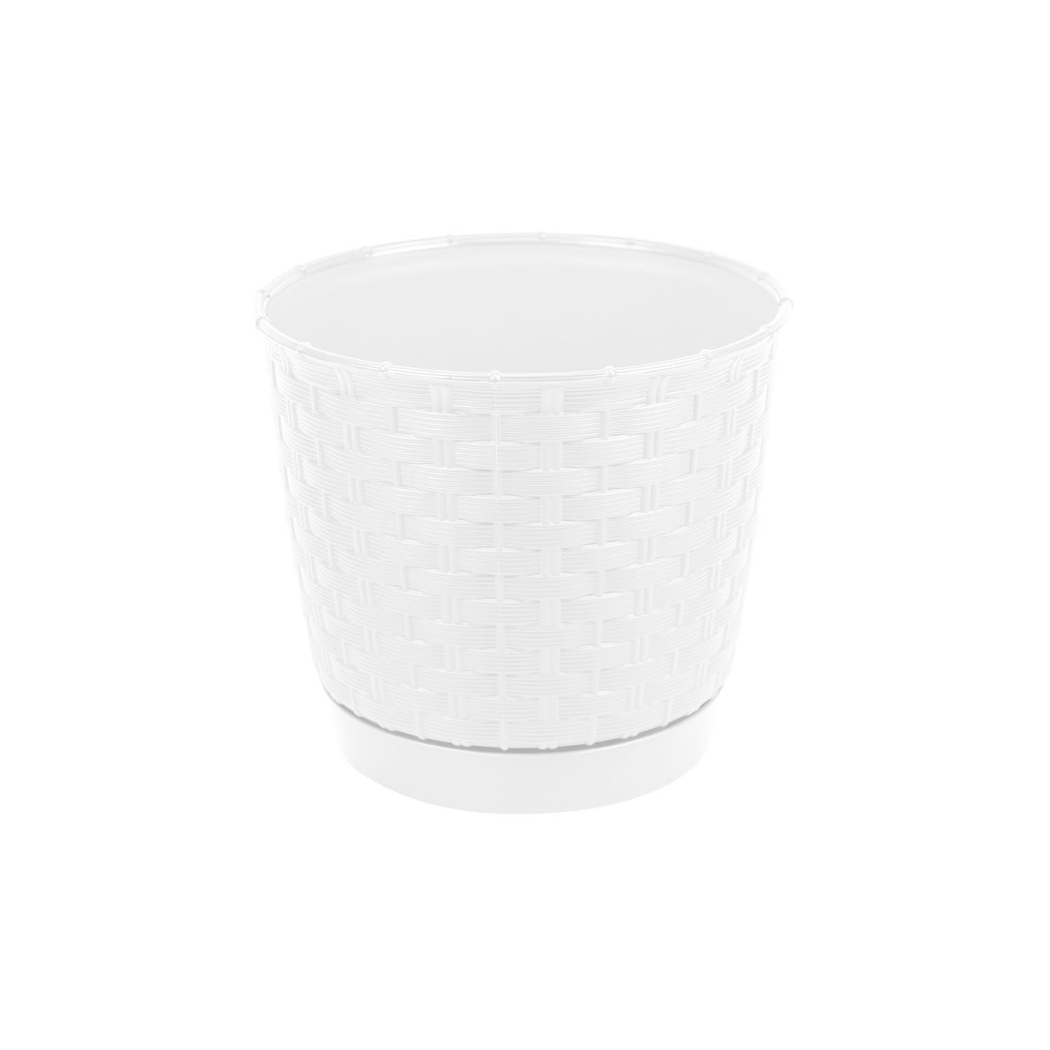 Prosper Plast DRLO165-S449 16.5 x 14.2 cm "Ratolla" Round Flowerpot - White