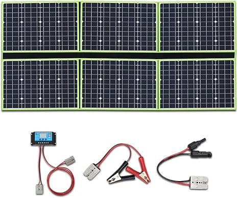 Amazon Yuanfengpower 300w 12vポータブルソーラー充電器折りたたみ式ソーラーパネル発電機 バッテリーキャンプ旅行車用充電コントローラー付き Diy 工具 ガーデン