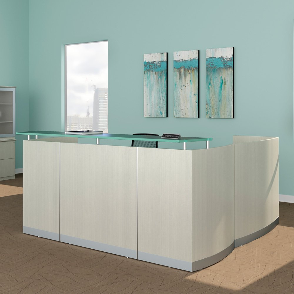 Reception LShaped Modern Desk, Steel) Gray File 2 & Return w