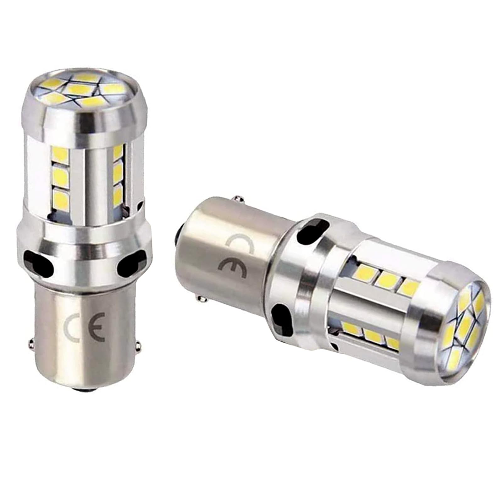 Bsxywa 1156 BA15S P21W LED Bulbs 12V 24V 18SMD Super Bright White 6000K for Auto Car RV DRL Daytime Running Lights, Backup Light, Rear Fog Lights (Set of 2)