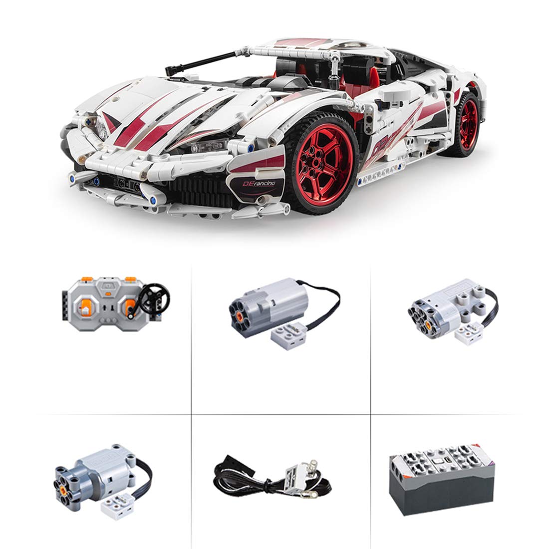 Wolfbush 1696Pcs Static Sports Car MOC Building Blocks and Engineering Toy Compatible with Major Brands, RC Building Blocks Car Toy for Teenagers and Adults - Double Eagle C61018W